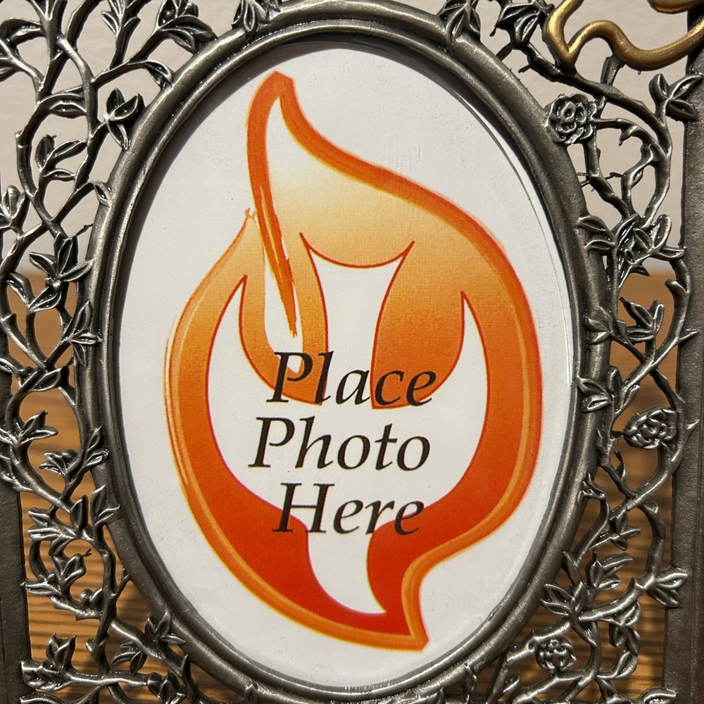 Intricate Silver and Gold Floral Pewter Picture Frame - Picture 8 of 9